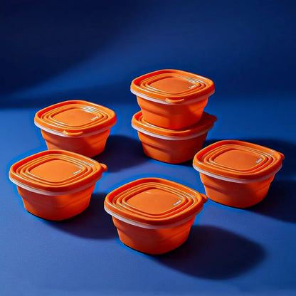 Pack 6 Taper Keep Tupper Plastico Contenedor Alimento 1200ml Naranja