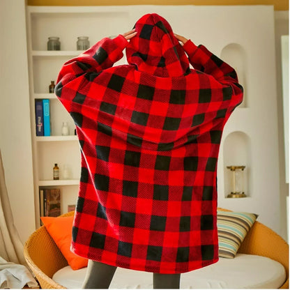 Poleron Frazada Pack X2 Poleron Hombre Polar Poleron Polar Manta Frazada Poleron Peludo Mujer Felpa Adulto Bata Abrigo Invierno Oversize Frazada Unica Rojo Lisa