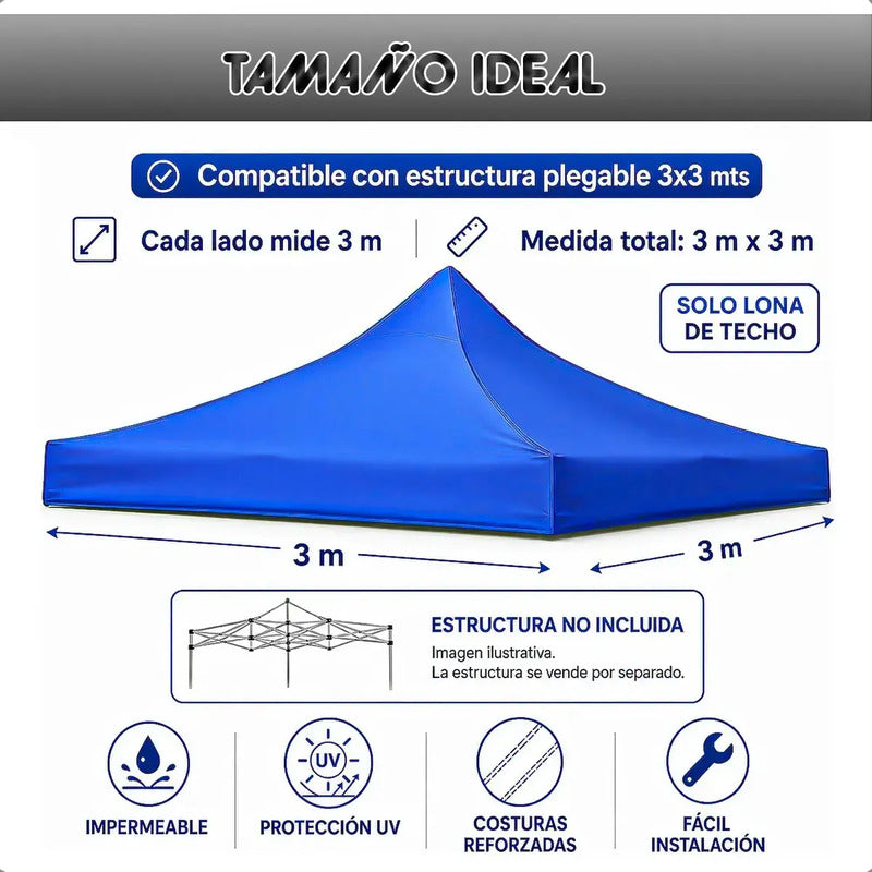 Toldo Azul Impermeable 3x3 Lona Techo Toldo Repuesto Techo Azul Okshop Lona Para Toldo 3x3 De Techo Toldo De Repuesto Cubierta Superior Para Acampar Gazebo Para Exteriores Toldo Exterior Impermeable