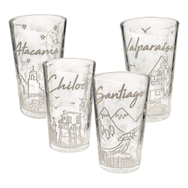 Set 4 Vasos De Vidrio Vasos Vidrio Jugo Juego De Vasos Chile