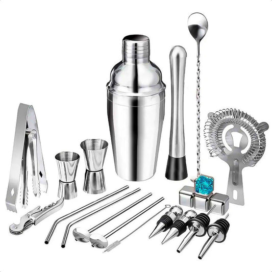 Kit De Coctelería Coctelera Profesional Kit Coctelería 22pcs Plateado