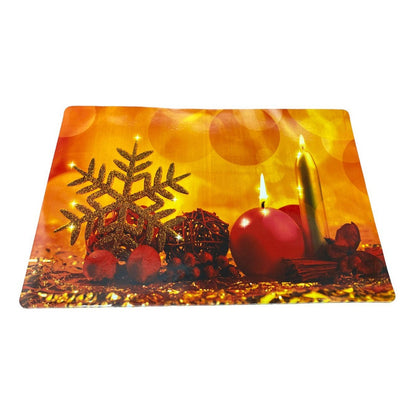 Set 12 Piezas Individuales Mesa Navideños Platos Y Vaso Navi