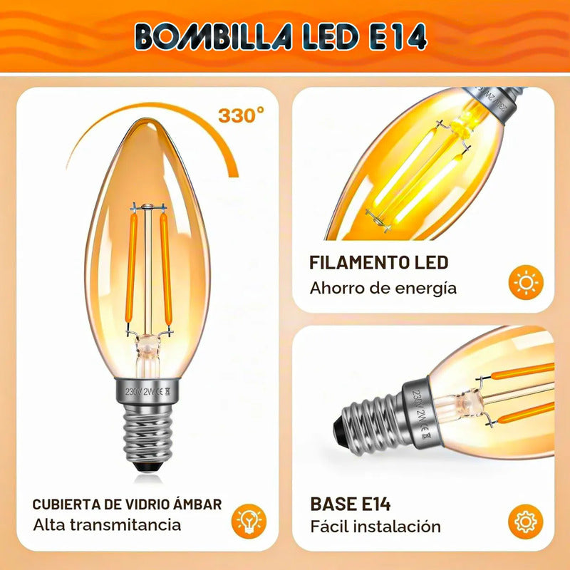 Ampolleta Led E14 Ampolleta 2w Ampolletas Led Vela Ampolleta Cálida