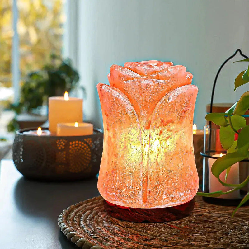 Lámpara De Sal Del Himalaya En Forma De Flor, Luz De Noche Para Dormitorio Y Decoración Del Hogar