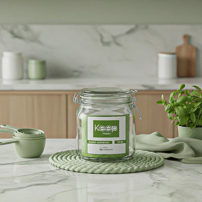 Contenedor De Alimentos Frasco Hermetico Frasco Vidrio 750ml Verde