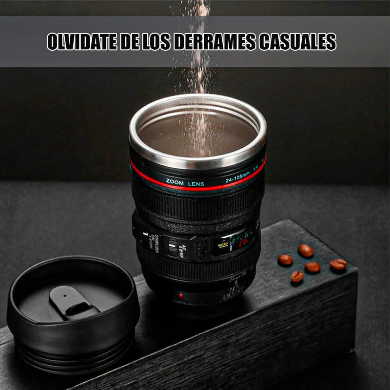 Tazon Taza Mug Vaso Lente Camara Termico Coffe Vaso Camara Tazones Grandes Acero Inoxidable 350ml Okshop Taza Caffé Plastica Tipo Camara Vaso Cafe Abs Vasos Para Cafe Negro/lente