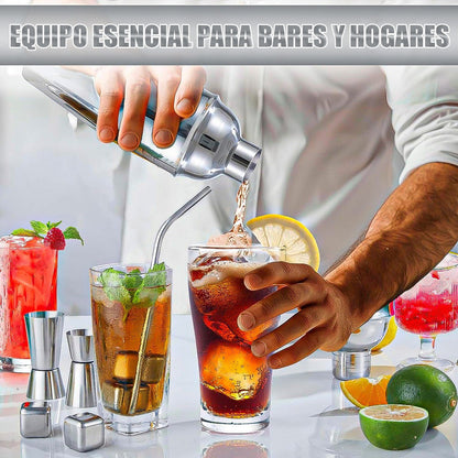 Kit De Coctelería Coctelera Profesional Kit Coctelería 22pcs Plateado
