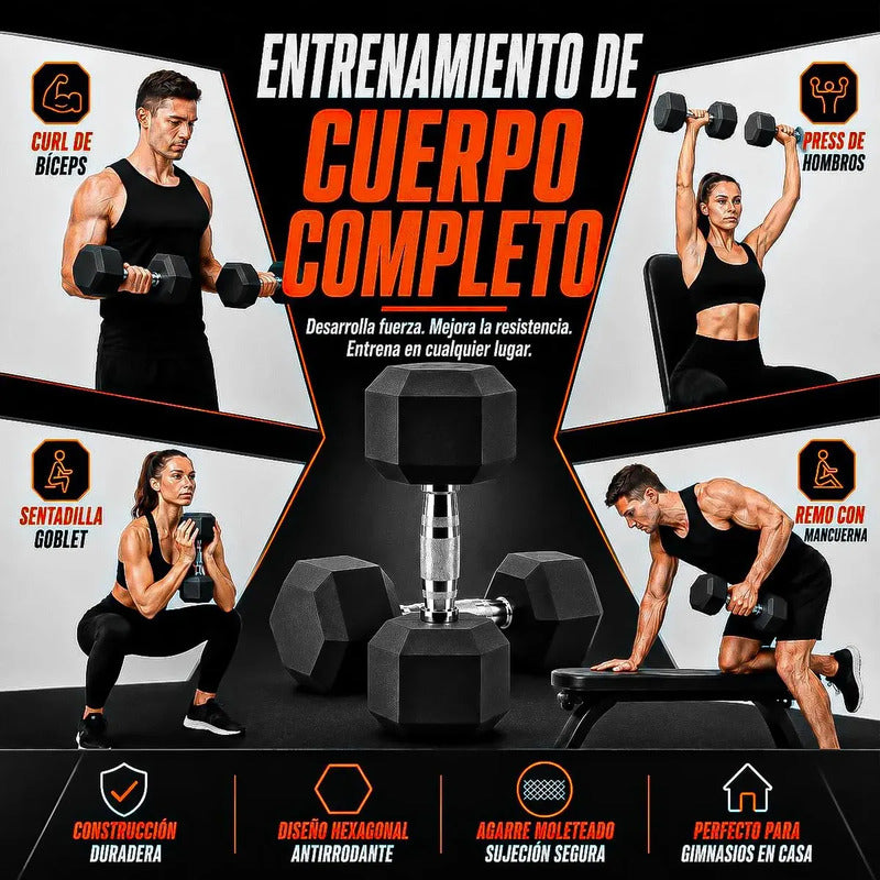 Mancuerna Hexagonal Okshop De 3 Kg Con Mango Antideslizante Negro