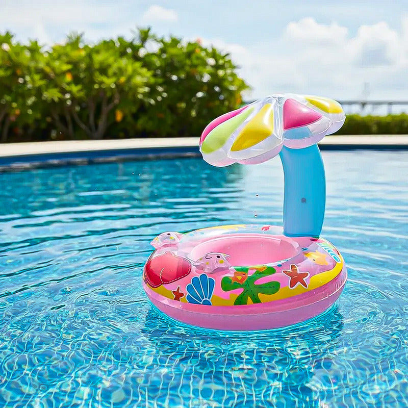 Flotador Inflable Para Niños Sombrilla Piscina Bebes Flotado Azul