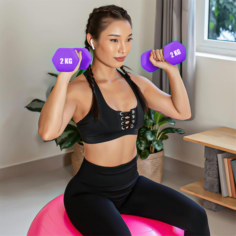 Mancuerna Hexagonal 2 Kg Set Mancuernas Pesa Hexagonal 2 Kg Azul