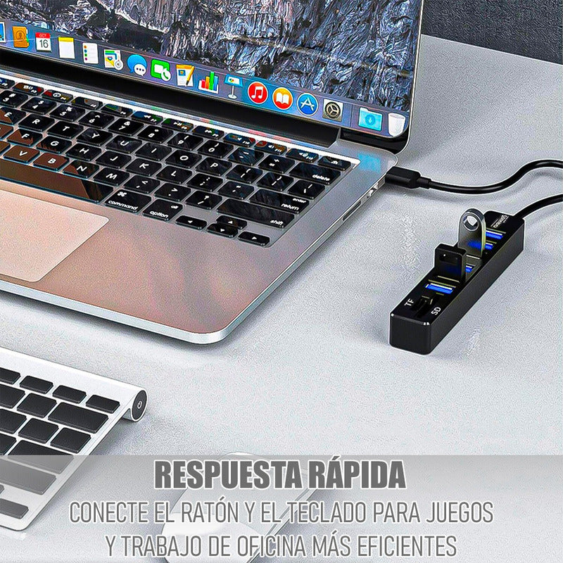 Extensor Usb 8 En 1 Adaptador Multipuerto 8 En 1 Usb Hub Usb Negro
