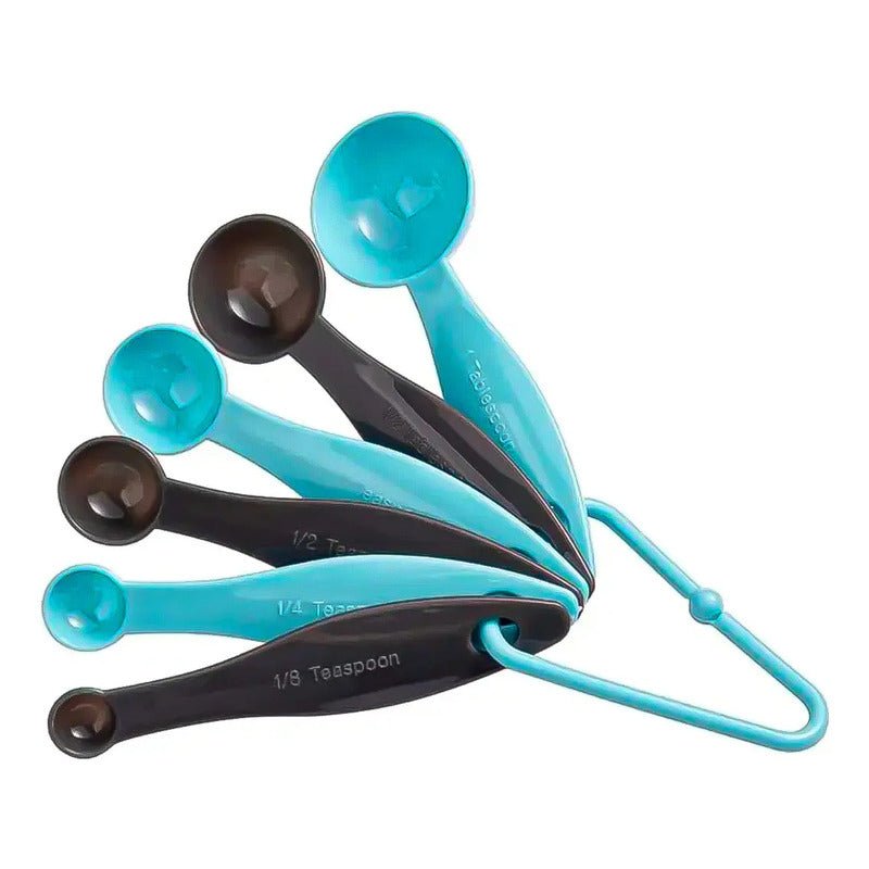 Set 6 Mini Cucharillas Medidoras Juego Cucharas Medidoras Celeste/gris