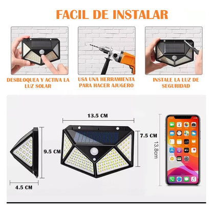 X2 Aplique Led Solar Focos Led Exterior Farol Solar Exterior Negro