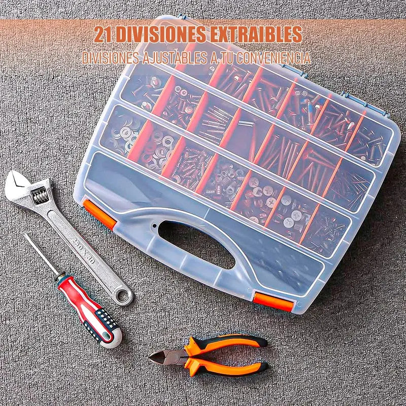 Caja Organizadora De Herramientas Okshop Con 21 Divisiones Y Manija Negro