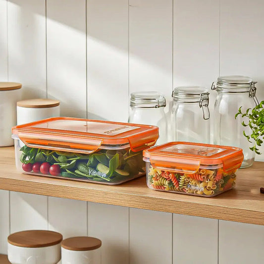 Set 2 Taper Keep Contenedor De Alimentos Tupper Plastico Tup Naranja