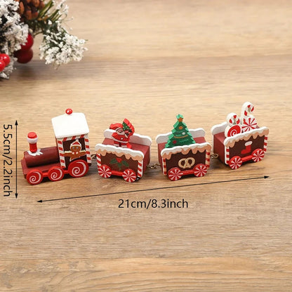 Pack X2 Tren Madera Adornos Navideños Decoración Hogar Navid