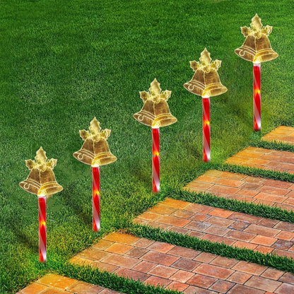 Pack X5 Estacas Navideñas Led 2,6 M Luces Navidad Exterior Solares Campana/cálida Luces Navidenas Solares Campana/cálida Luces Navideñas Estacas Solares Luces Navidad Solar Okshop