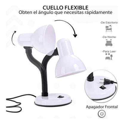 Lampara Escritorio Flexible Lamparas Metalicas Velador Lampara Lectura Lamparas De Escritorio Incandescente Cuello Flexible Metal Lampara Estudio Led Mesa Halogena E27 Blanco Okshop