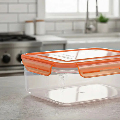 Set De 2 Contenedores Para Alimentos De Plástico, Herméticos Y Apilables Con Capacidad De 1.6 L Naranja