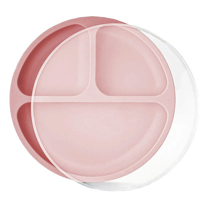 Plato De Silicona Para Bebé Con 3 Compartimentos Antideslizante Y Libre De Bpa, Rosa