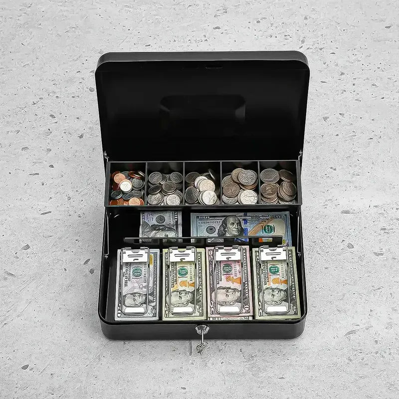 Caja Fuerte Okshop Con Llave Para Billetes Y Monedas De Acero Inoxidable Azul