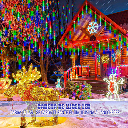 Luces Navidad Solares Luces Lluvia Meteoritos Guirnalda Luce Multicolor