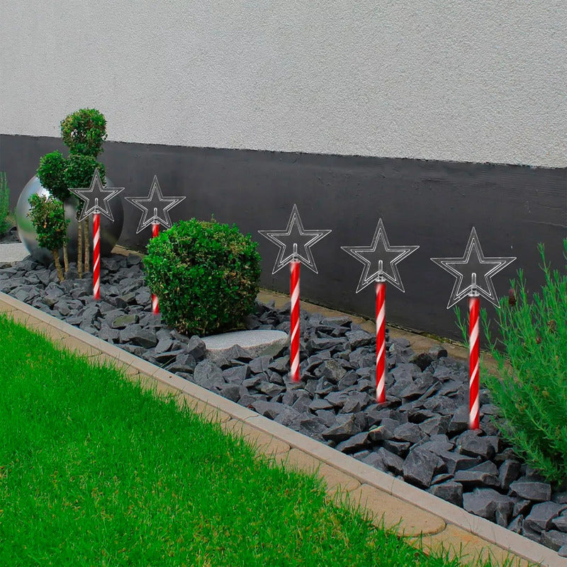 Pack X5 Luces Navidad Exterior Solares Estaca Navieña Estrella Calida Luces Navideñas Estacas Solares Luces Navideñas Solares Estrella Calida Luces Navidad Solar Okshop