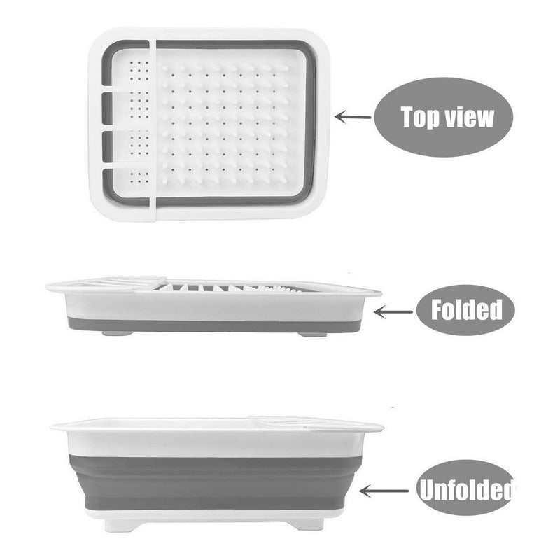 Escurridor De Loza Secador De Platos Plegable Estante Loza Gris
