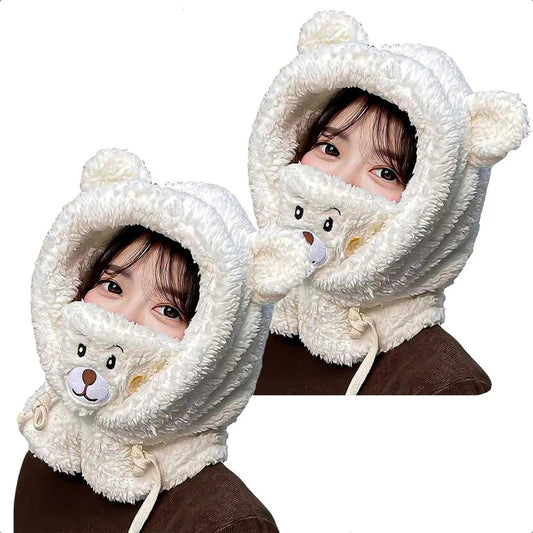 Pack 2 Gorro Invierno Gorro De Lana Gorro Chiporro Cuello Gorros De Lana Hombre Adultos Diseño Cordon Cuellos Bufandas Unisex Gorro Invierno Mujer Ajustable Color Blanco Okshop Unica