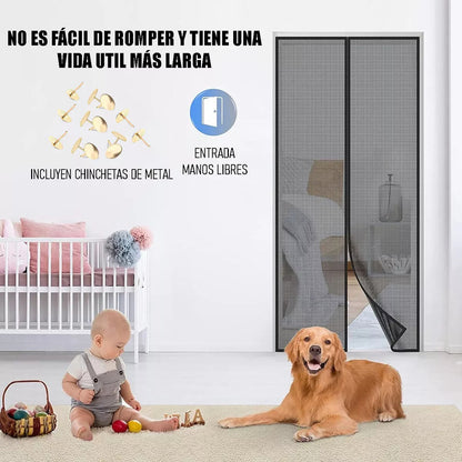 Malla Mosquitero Magnética Para Puerta Okshop Poliéster Negro 110x210 Cm