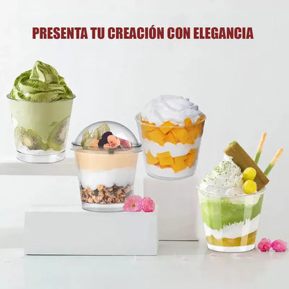 Vasos Acrílicos Con Tapa 210ml Pack 50 Okshop Plástico Ps Transparente