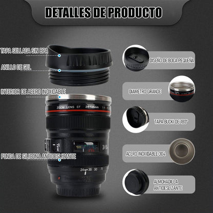 Tazon Taza Mug Vaso Lente Camara Termico Coffe Vaso Camara