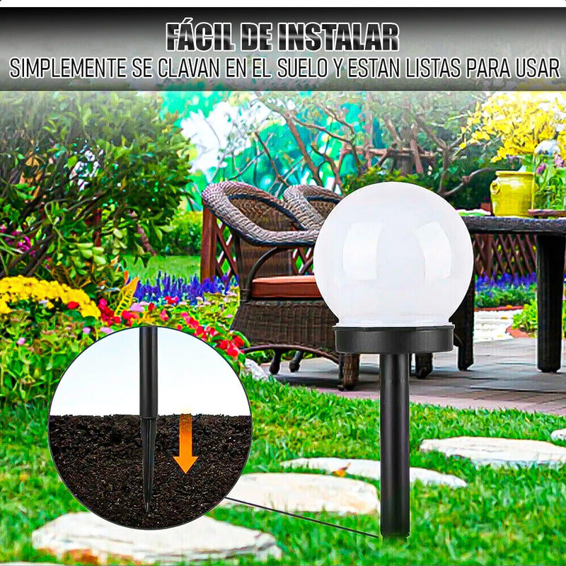 Estaca Solar Pack 3 Foco Solar Para Jardín Estacas Solares Negro/frío