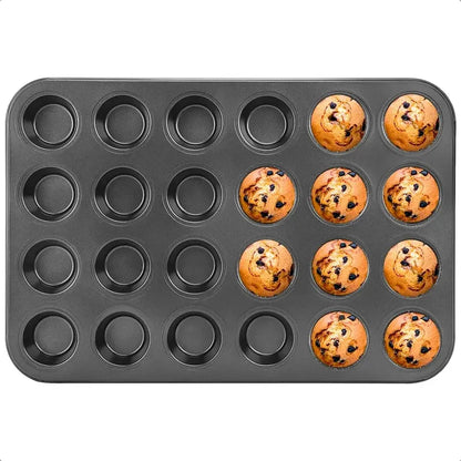 Molde Cupcake Moldes Muffins Moldes 24 Mini Cupcake Moldes Reposteria Metalicos Antiadherente Molde Cupcakes Teflon Galletas Molde Rectangular Acero Aluminizado Okshop Gris