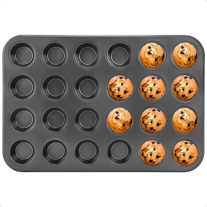 Molde Cupcake Moldes Muffins Moldes 24 Mini Cupcake Moldes Reposteria Metalicos Antiadherente Molde Cupcakes Teflon Galletas Molde Rectangular Acero Aluminizado Okshop Gris