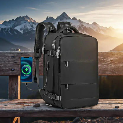 Mochila De Viaje Okshop Impermeable Para Notebook De 15.6  Con Usb Negro