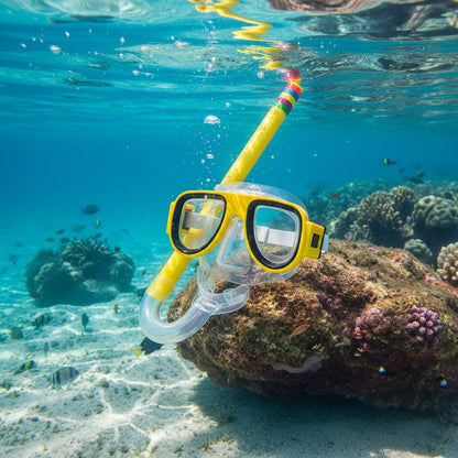 Máscara Snorkel Niños Okshop Verde Ajustable Pvc Buceo Playa