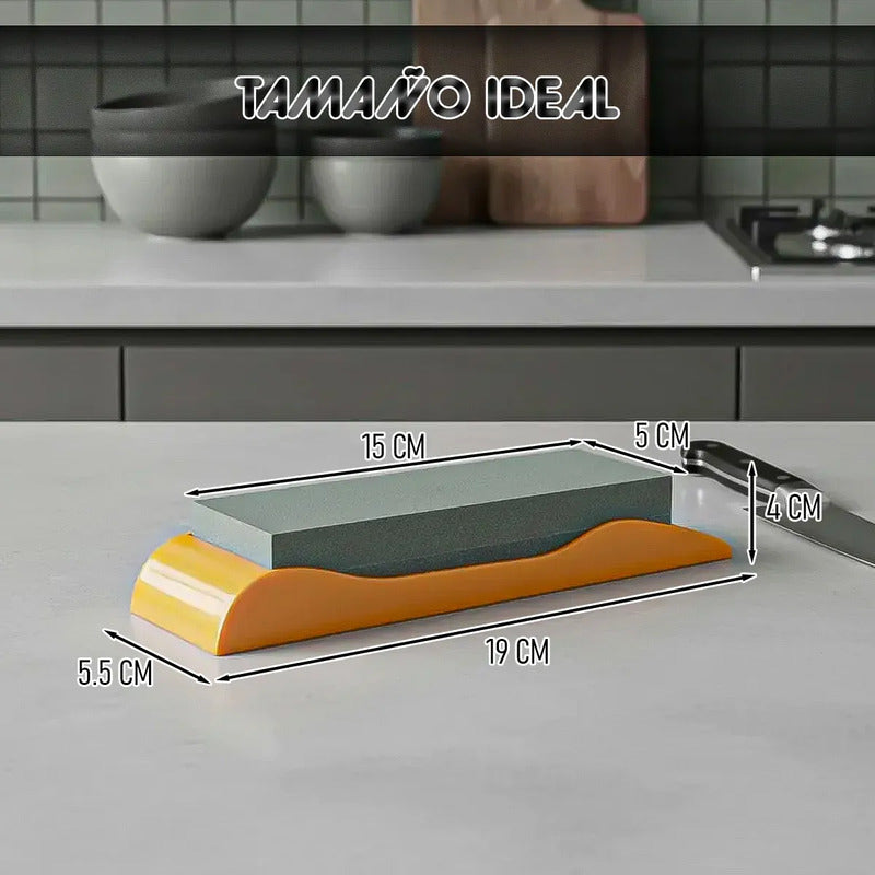 Piedra Para Afilar Cuchillos De Cocina Profesional Con Doble Grano Y Base Antideslizante Rosa
