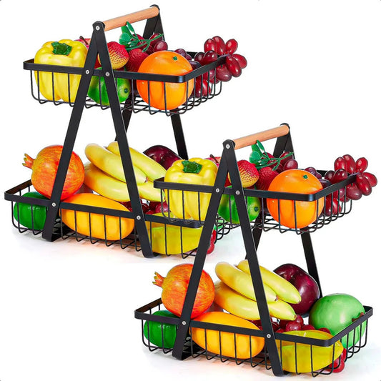 Cestos De Frutas Metalico Frutero De Mesa 2 Niveles Pack 2 Cesta Frutas Multifuncional Vegetales Organizador Multiusos Hierro Frutero Mesa Impermeable Desmontable Okshop