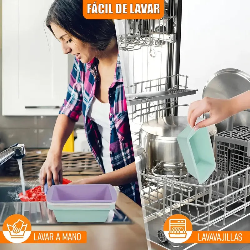 Pack De 2 Moldes De Silicona Rectangulares Antiadherentes Para Pasteles Y Pan, Verde Claro