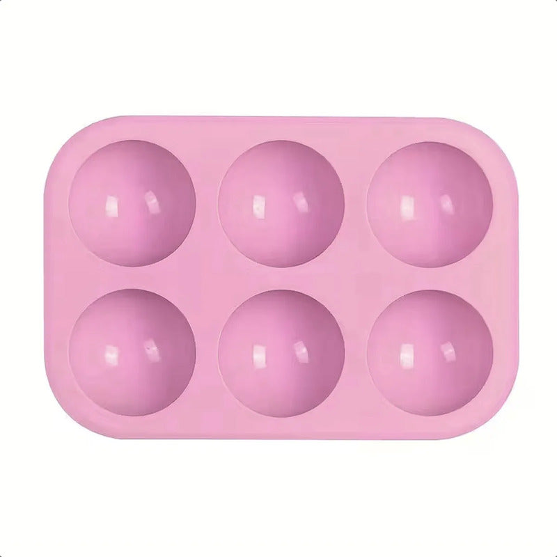 Molde Silicona 6 Semiesfera Molde Reposteria Moldes De Bolas Rosa