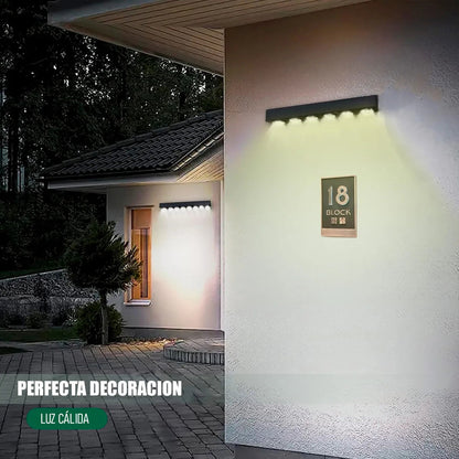 Aplique De Pared Lampara Led Focos Exterior Solar Apliques Led Exterior Abs Jardin 10w 25x4cm Okshop Pack 6 Lampara Muro Inalambrica Aire Libre Carga Automatica Negro/calida
