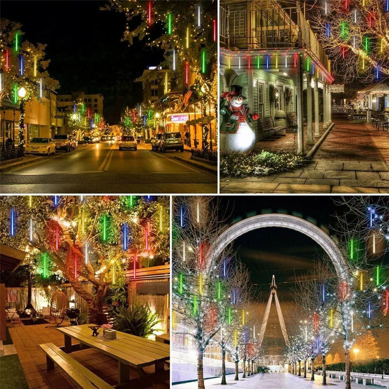 Pack X2 Luces Lluvia De Meteoritos Guirnalda Luces Navidad Multicolor