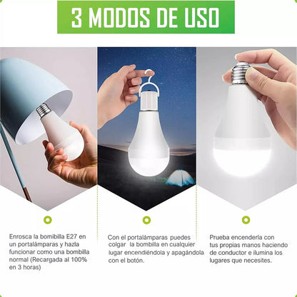 Pack X4 Ampolleta Led Tipo Bulbo Ampolletas Portables Inteligentes Camping Ampolletas Recargables Blanco 6.500k Usb Ampolleta Recargable Ampolleta E27 Ampolleta Usb 15w Okshop