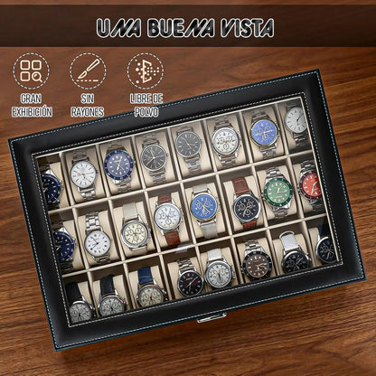 Porta Relojes Organizador De Reloj Caja De Reloj 24 Pzas Negro