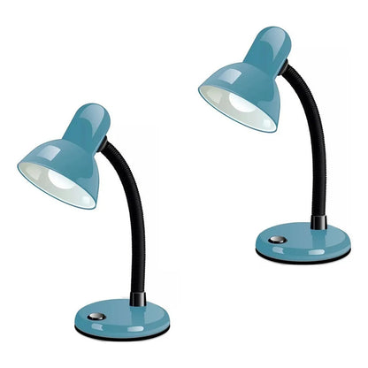 Lampara Escritorio Flexible Metal Okshop Azul E27 Pack 2 Velador Mesa No Aplica