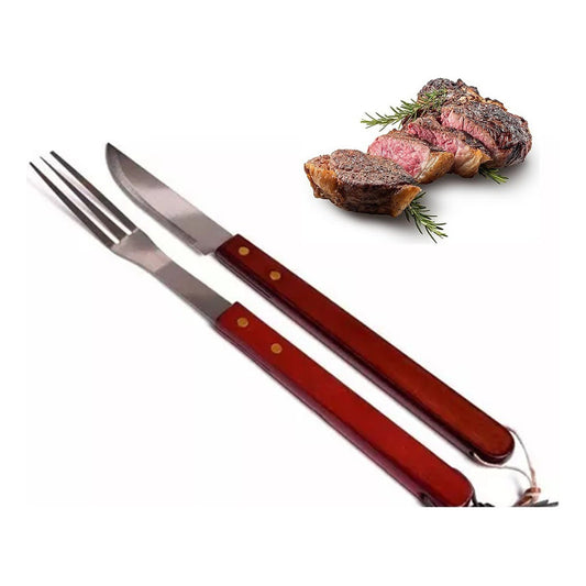 Set Parrillero Para Asado Kit Parrillero Cuchillo + Tenedor
