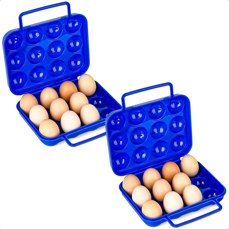 Pack 2 Organizador Huevos Dispensador Huevo Porta 12 Huevos Azul