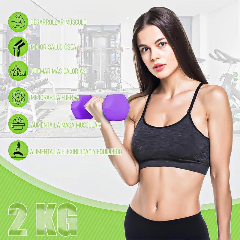 Mancuerna Hexagonal 2 Kg Set Mancuernas Pesa Hexagonal 2 Kg Rojo