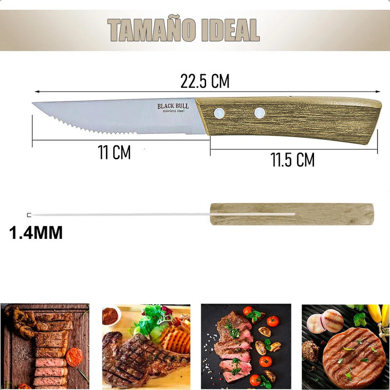 Set De Cuchillos Cuchillo Para Carne Set 4 Cuchillos Steak Juego De Cuchillos Carnes Acero Inoxidable Clasico Cuchillos Mango Madera 22,5cm Cuchillo Chef Aluminio Set Cuchillos 4 Piezas Okshop